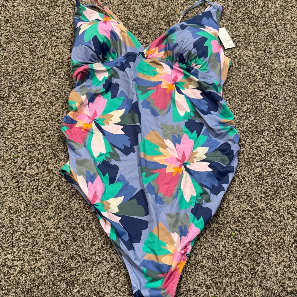 GAP Floral Blue and Pink One Piece Swimsuit